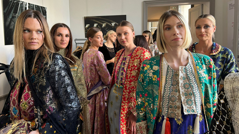 Models presenting Lara Dizayee's haute couture at Paris Fashion Week 2023, July 3, 2023. (Photo: Barzan Hassan/Kurdistan 24)