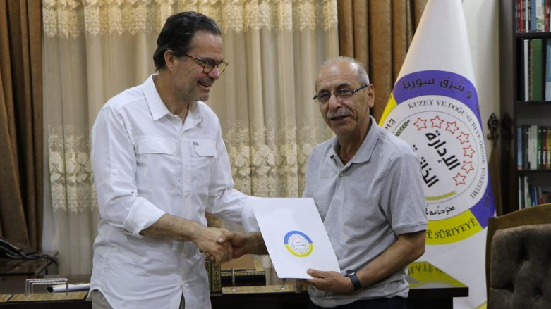 A French delegation signed an official handover document with local officials on Monday, July 3, 2023 (Photo: AANES )