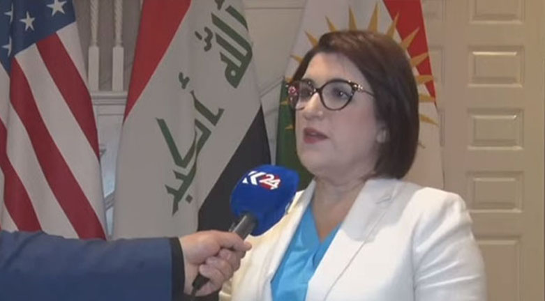 Kurdistan Regional Government (KRG) Representative to the United States Bayan Sami Abdul Rahman speaking to Kurdistan 24, July 7, 2023. (Photo: Kurdistan 24)