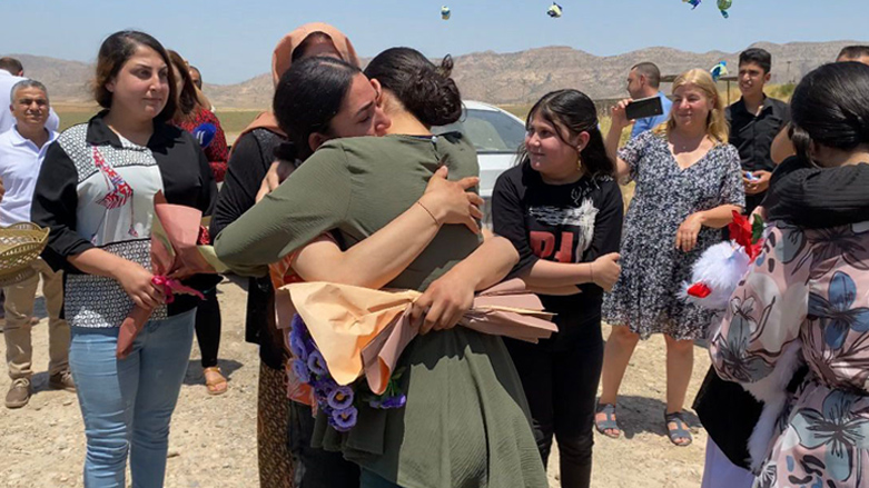 One of the rescued Yezidi girls reuniting with her family in Duhok, July 12, 2023. (Photo: Maher Sinjari/Kurdistan 24)