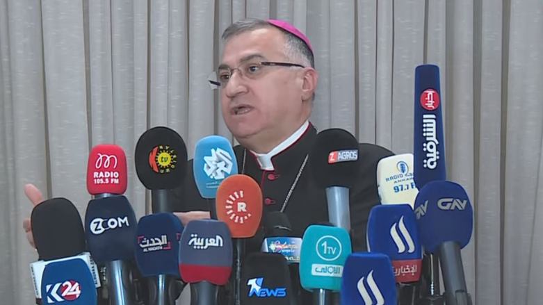 Bashar Matti Warda, the Archbishop of Erbil, speaking at the press conference, July 15, 2023. (Photo: Kurdistan 24)
