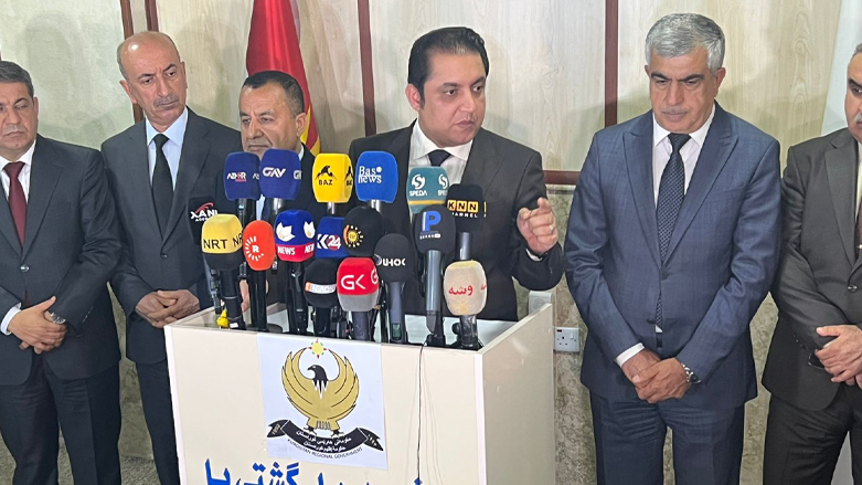 The Kurdistan Regional Government (KRG) Minister of Education Alan Hama Saeed speaking at the press conference, July 16, 2023. (Photo: Kurdistan 24)