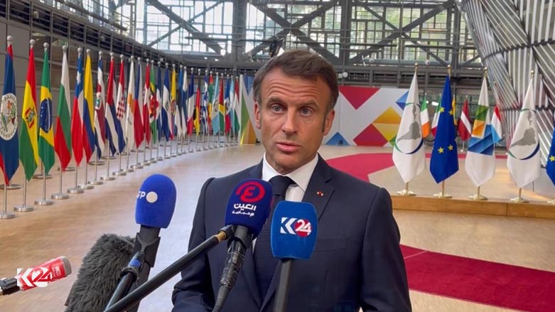 French President Emmanuel Macron responding to Kurdistan 24, July 18, 2023. (Photo: Kurdistan 24)