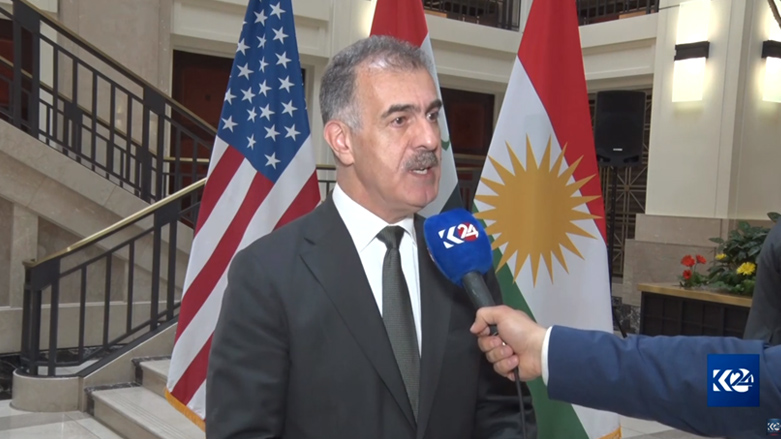 Head of the KRG Department of Foreign Relations Safeen Dizayee speaking to Kurdistan 24 in Washington, DC, July 18, 2023. (Photo: Kurdistan 24)