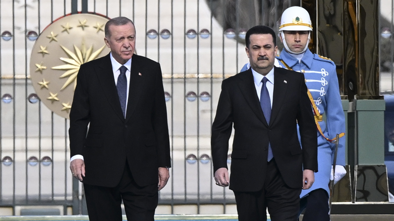 Iraqi Prime Minister, Mohammad Shia’ al-Sudani (right), walks with Turkish President Recep Tayyip Erdogan, March 21, 2023. (Photo: The Media Office of the Iraqi Prime Minister)