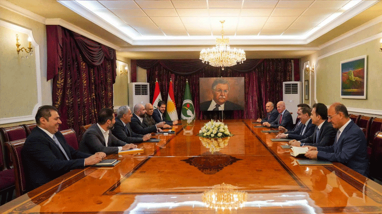 KDP top delegation (right) during their meeting with PUK top delegation, July 30, 2023. (Photo: Kurdistan 24)