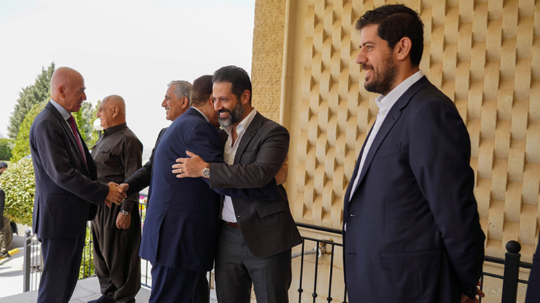 KDP delegation (left) greeted by their PUK counterparts in Sulaimani, July 30, 2023. (Photo: Submitted to Kurdistan 24)