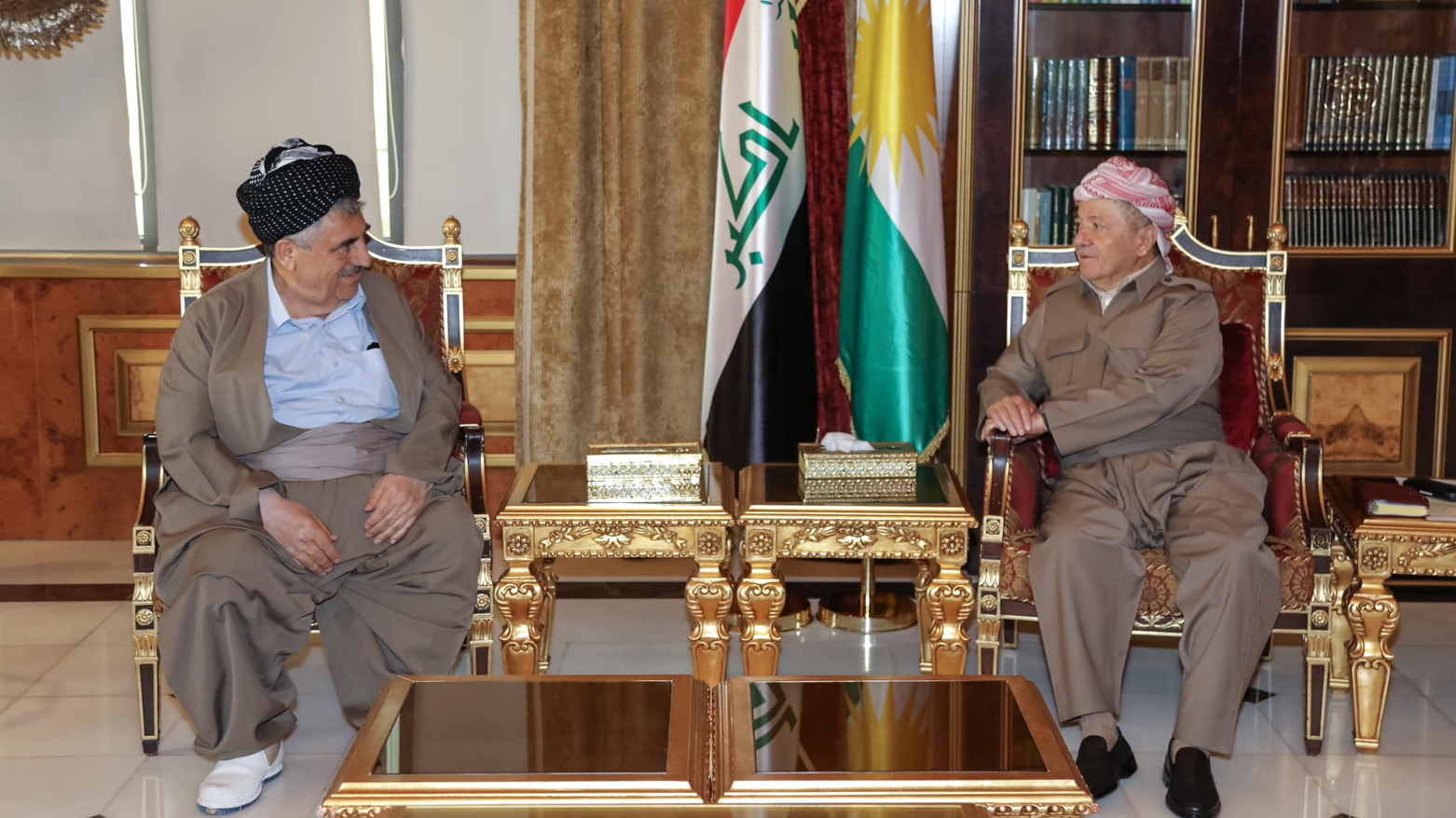 KDP President Masoud Barzani welcomes the head of Kurdistan Social Democratic Party