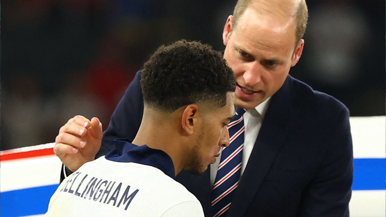 Prince William comforting an England team player Jude Bellingham