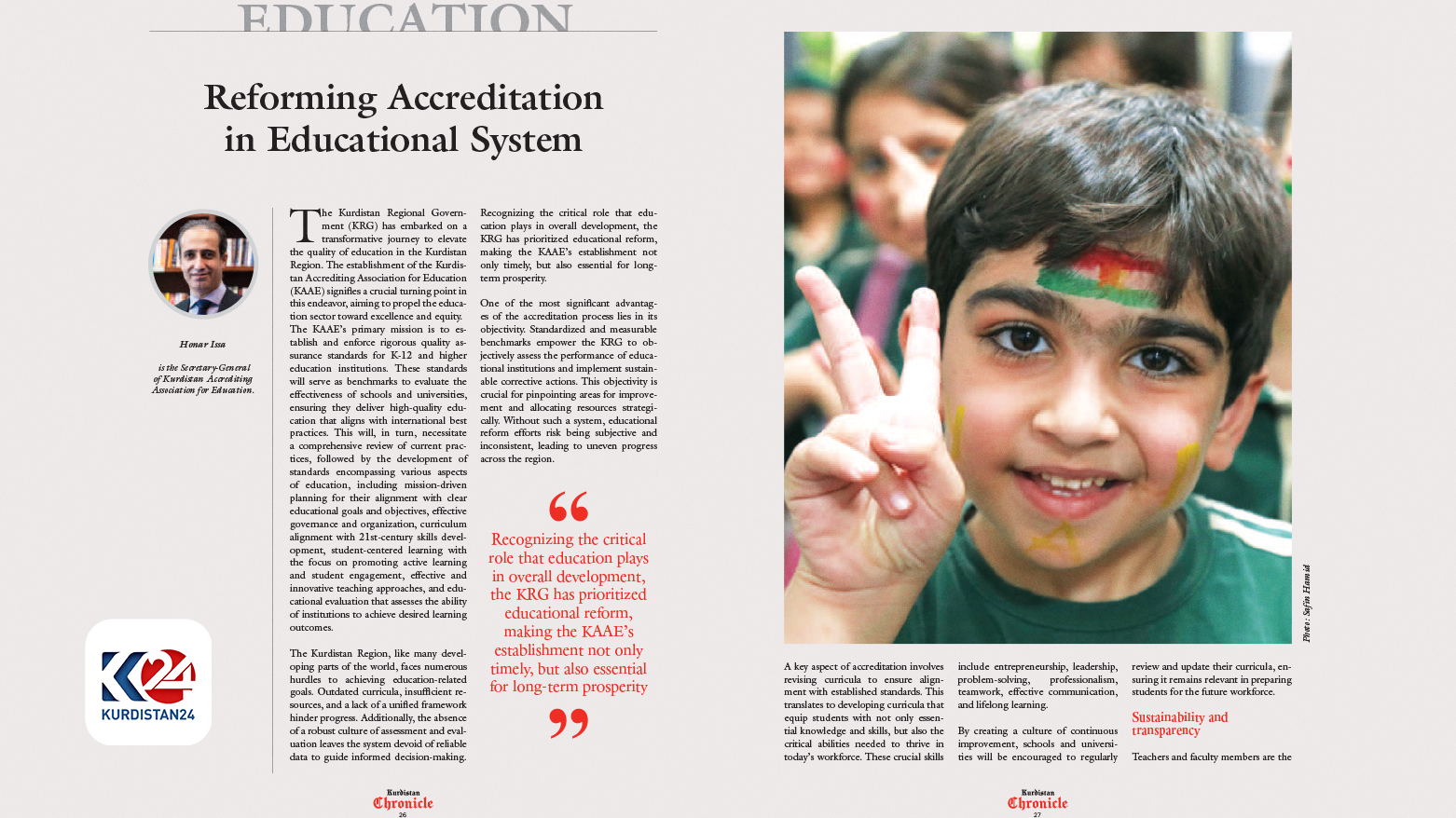 A photo of the Kurdistan Chronicle Magazine. (Photo: Kurdistan24)