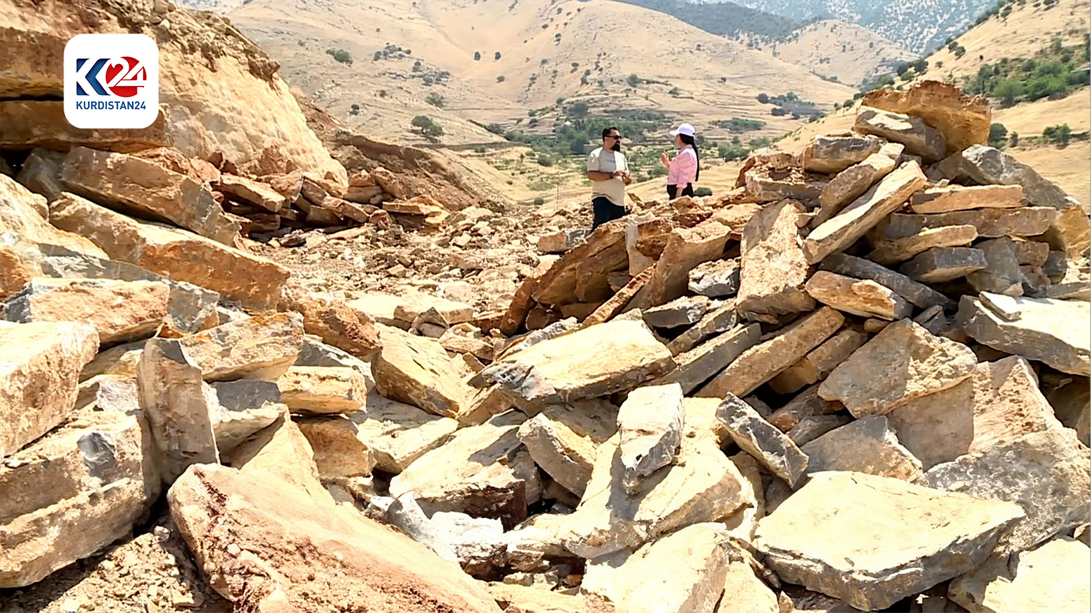 The photo shows the repercussion of excessive extraction of stone on the environment and wildlife of the location. (Photo: Kurdistan24)