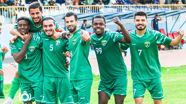 خۆشیدەربڕینی یاریزانانی پێشمەرگەی سلێمانی دوای سەركەوتنەكەیان بەرامبەر رومادی