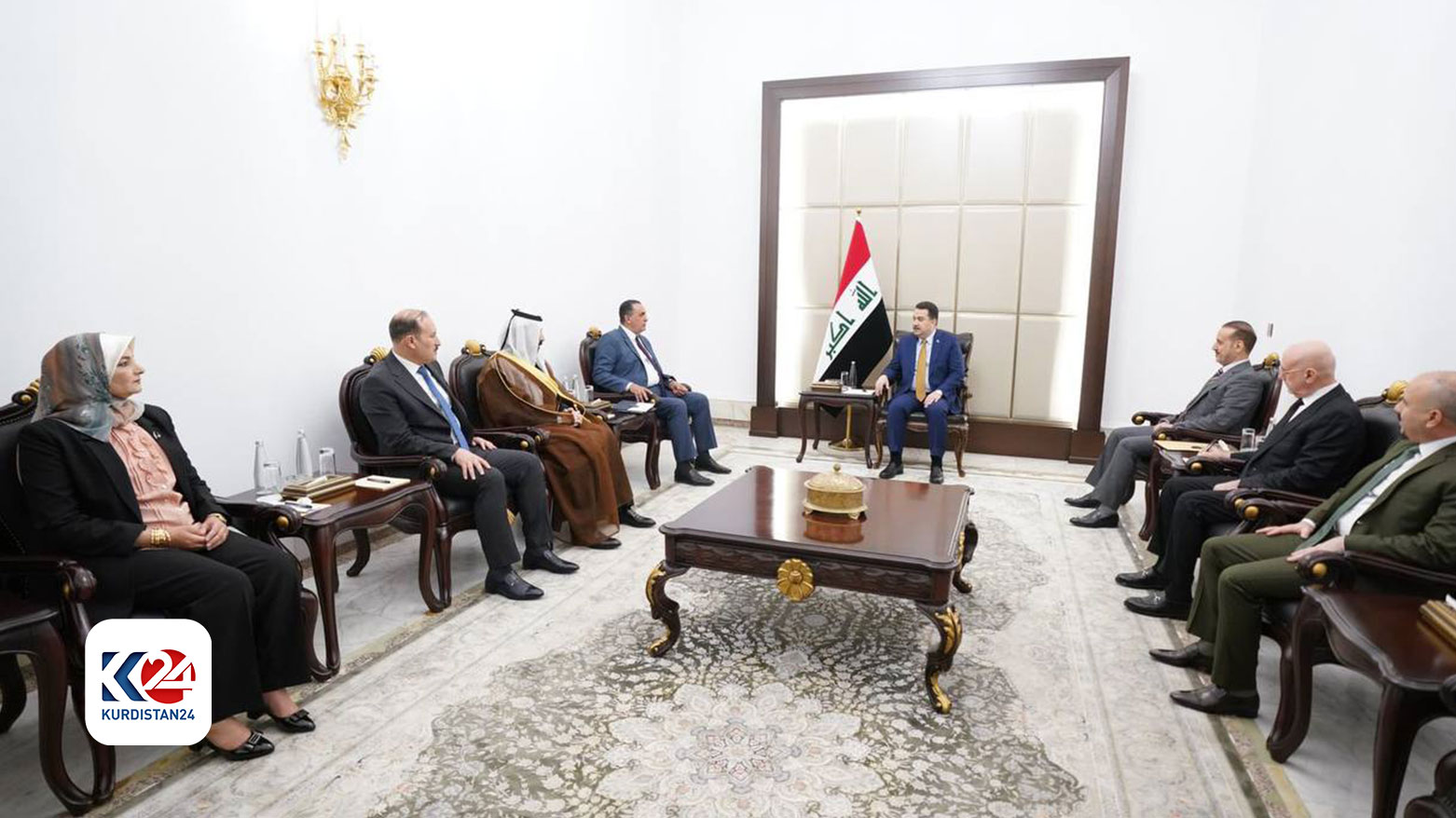 The meeting between Iraqi PM Mohammed Shia al-Sudani and the delegate of the Kirkuk Provincial Council from the Arab component. (Photo: Kurdistan24)