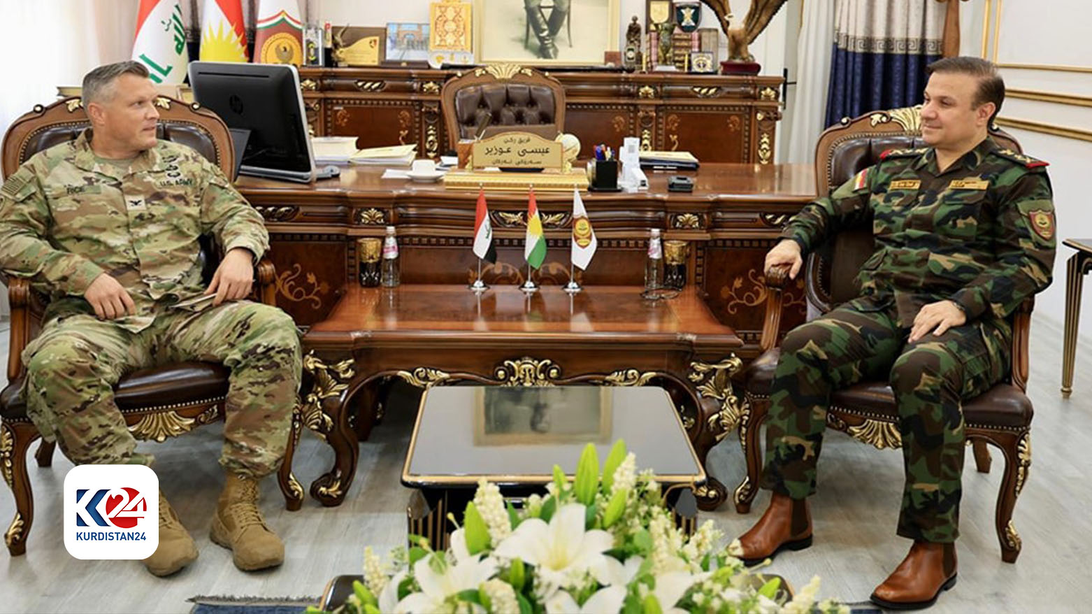 Peshmerga Ministry Chief of Staff meets with US security cooperation office head to strengthen ties