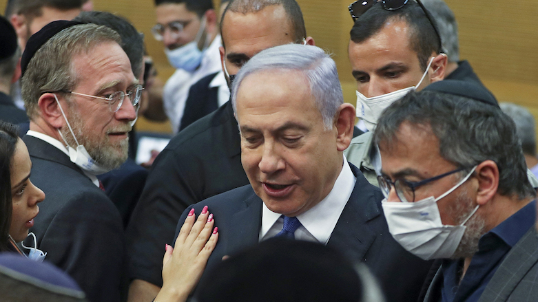 Israeli Prime Minister Benjamin Netanyahu attends a special session of the Knesset, Israel’s parliament, in which MPs will elected a new president, in Jerusalem, on June 2, 2021. (Photo: Ronen Zvulun/Pool/AFP)