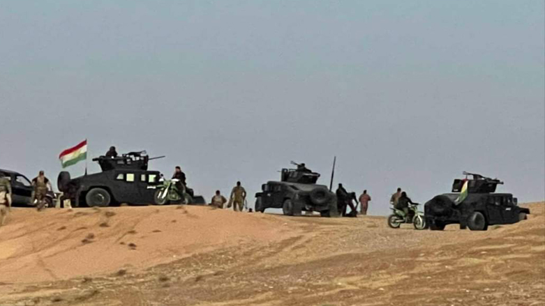 Military vehicles belonging to the Peshmerga forces are pictured during the joint operations with their Iraqi counterparts in Kifri district, June 6, 2021. (Photo: Kurdistan Region Presidency)