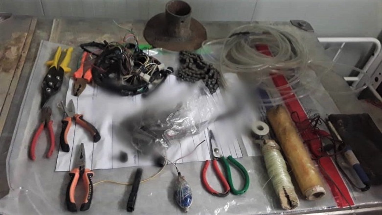 Bomb making tools and materials seized by the SDF in its recent anti-ISIS operation in the Syrian provinces of Deir al-Zor and Hasakah. (Photo: SDF)