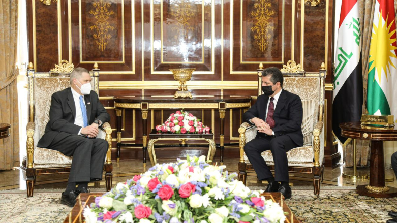 US Ambassador to Iraq Matthew Tueller met with Kurdistan Region Prime Minister Masrour Barzani in Erbil on June 21, 2021. (Photo: KRG)