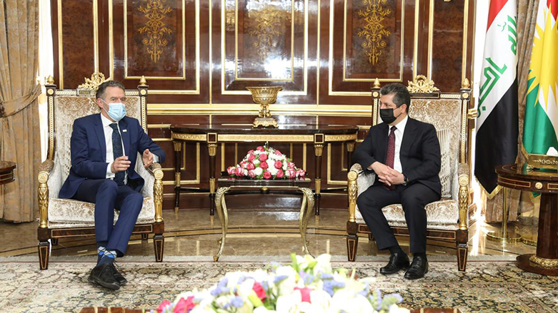 كۆبوونه‌وه‌ی مەسرور بارزانی سەرۆکی حکومەتی هەرێمی کوردستان ، پێشوازی لە ئیب پیتەرسن جێگری بەڕێوەبەری گشتیی سندوقی نەتەوە یەکگرتووەکان بۆ دانیشتووان ( UNFPA ) و شاندێکی یاوەری