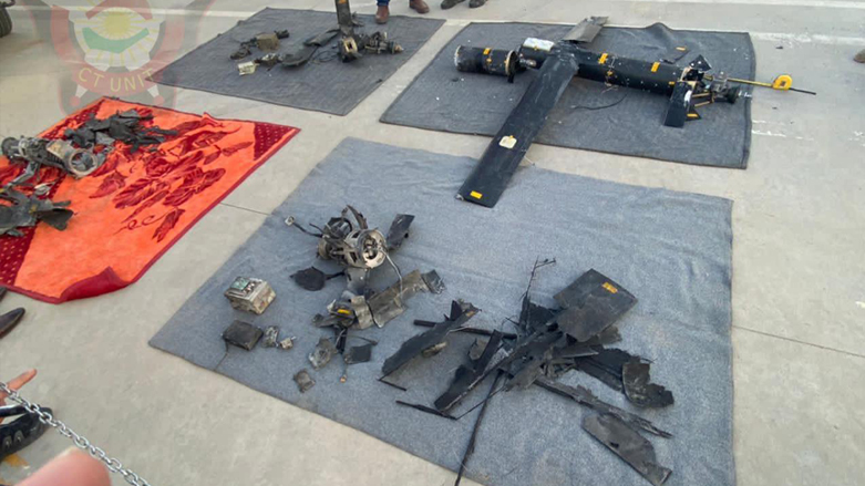 Recovered components of drones used in the June 26 attack on the outskirts of Kurdistan Region's capital city of Erbil. (Photo: CTD)