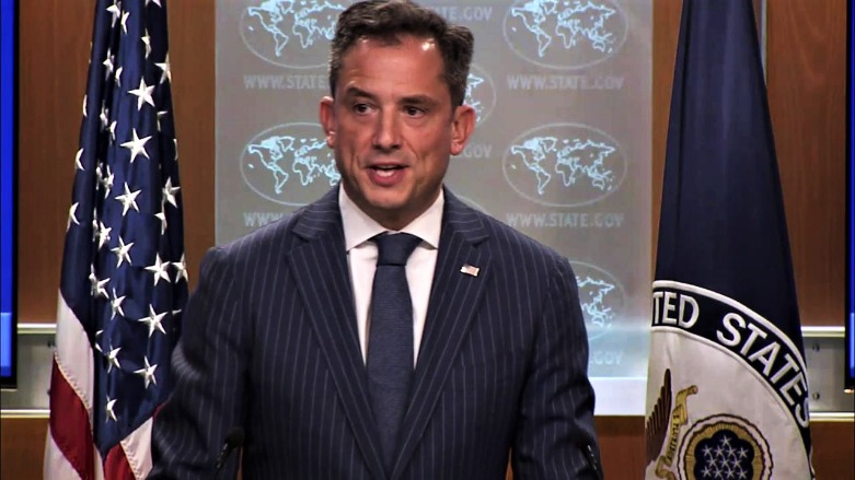America’s newly appointed Consul General in Erbil Robert Palladino speaks to reporters in 2018 when he served as the State Department’s deputy spokesperson. (Photo: Department of State)