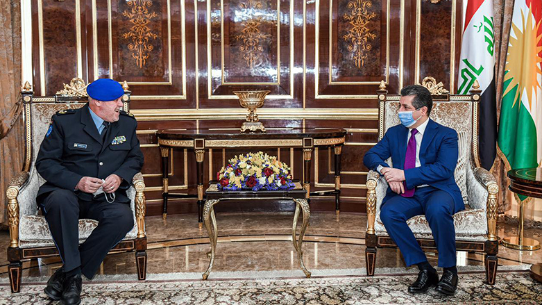 Masrour Barzani (Right) Prime Minister of the Kurdistan Regional Government, with Christoph Buik, Head of the European Union Advisory Mission in Iraq EUAM, June 30, 2021. (Photo: KRG)