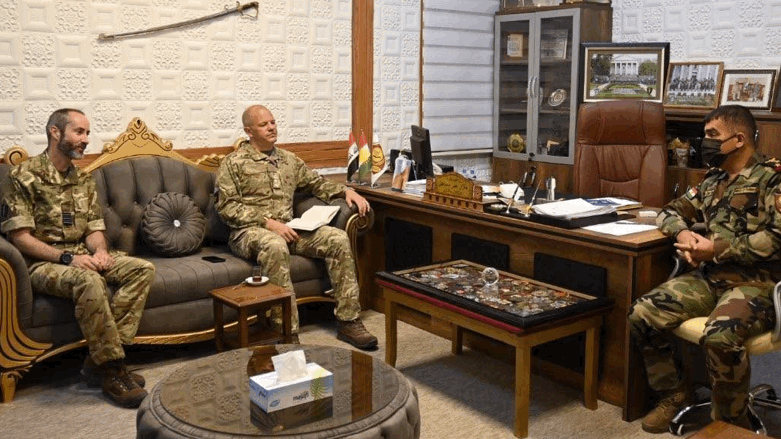 Peshmerga Brigadier General, Col. Hazhar Omar Zangana, met with UK military advisors on Sunday, June 5, 2022 (Photo: Ministry of Peshmerga)