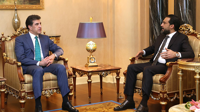 Kurdistan Region President Nechirvan Barzani in meeting with Leaders of Al-Siyada Sunni Alliance Mohammed Al-Halbousi and Khamis al-Khanjar, Erbil, Kurdistan Region, June 11, 2022. (Photo: Kurdistan Region Presidency)