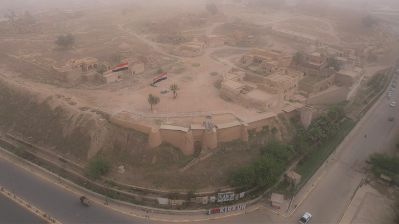 This picture shows a view of the ancient citadel of Iraq's northern city of Kirkuk, during a dust storm, April 9, 2022. (Photo: Shwan Nawzad/AFP)