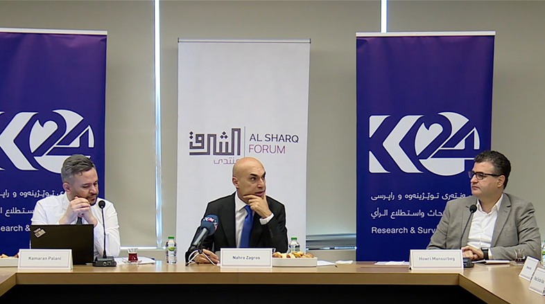 Nahro Zagros (middle) moderates a panel titled ‘MENA Regional Dynamics: De-escalation and Challenges’ in Istanbul, Turkey, June 13, 2022 (Photo: Kurdistan 24)