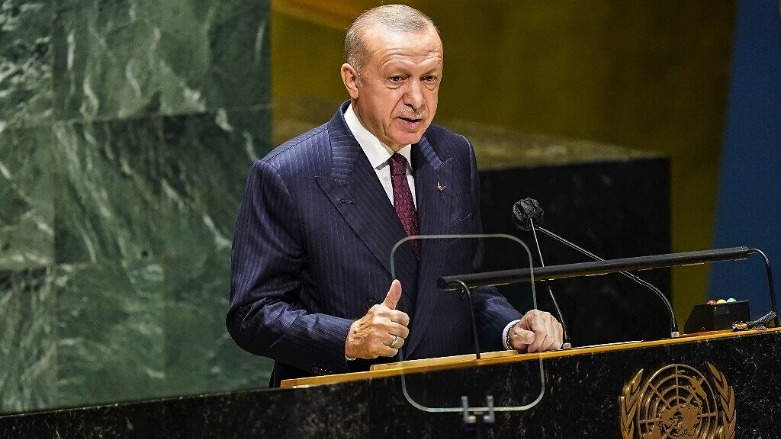 Turkish President Recep Tayyip Erdogan addresses the opening session of the UN General Assembly, Sept. 23, 2021. (Photo: AFP)