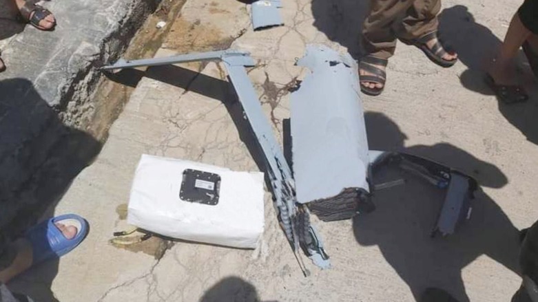 A picture purporting to show the crashed drone was published on social media (Photo: Baxtiyar Goran/Twitter)