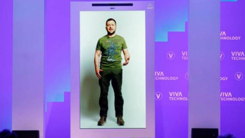 Zelenskiy, Paris ticaret fuarına hologramla katıldı