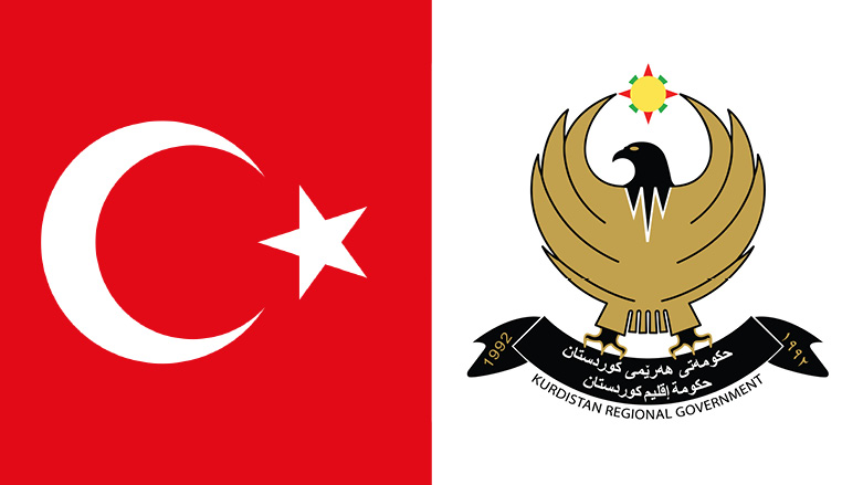 KRG emblem (right) combined with Turkey's national flag. (Photo: Combination by Kurdistan 24)