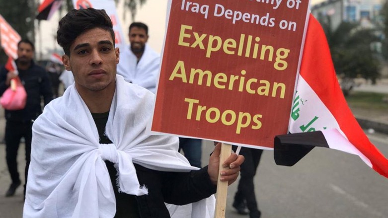 Supporters of Iran-backed Iraqi parties demonstrating for the expulsion of US troops from Iraq in 2020 (Photo: AP)