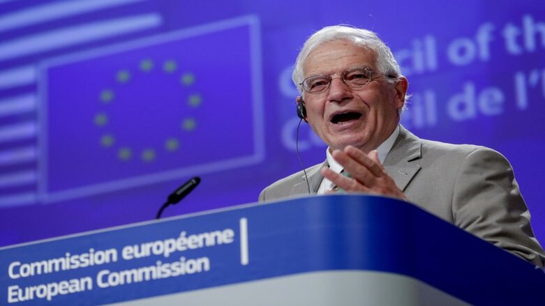 European Union foreign policy chief Josep Borrell addresses a video press conference at the conclusion of a video conference of EU foreign affairs ministers in Brussels, April 22, 2020 (Photo: Olivier Hoslet, Pool Photo via AP)