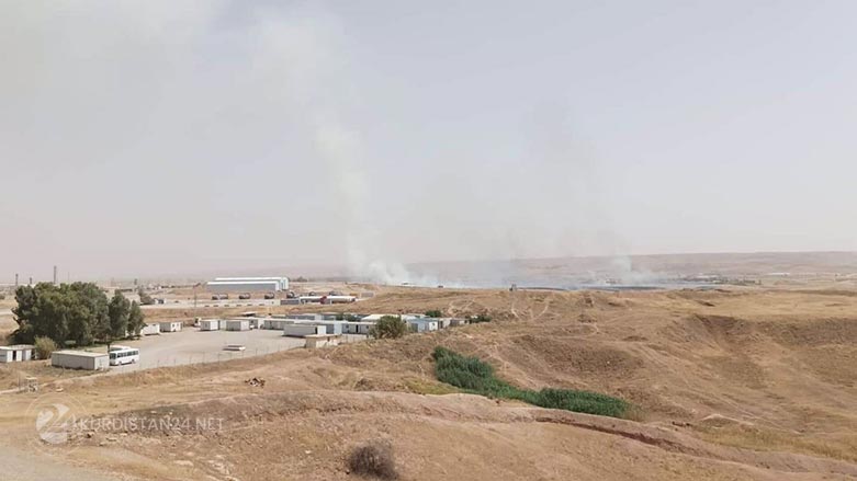 White smoke billowing from Dana Gas’ Khor Mor plant in the Kurdistan Region’s Chamchamal district, following a rocket attack, June 24, 2022. (Photo: Kurdistan 24)