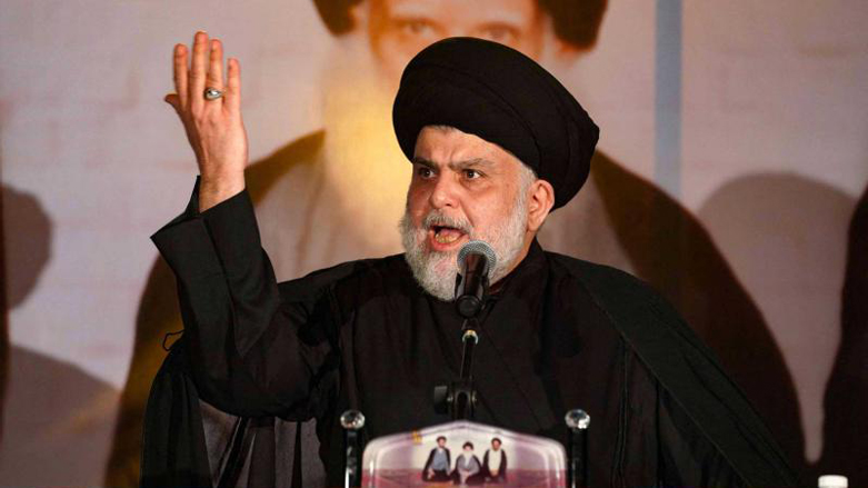 The Iraqi Shia cleric Moqtada al-Sadr delivering a speech in the southern Iraqi city of Najaf, June 3, 2022. (Photo: AFP)
