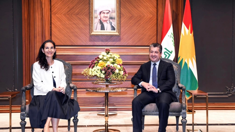 Kurdistan Region Prime Minister Masrour Barzani (right) during his meeting with Ambassador of Switzerland to Jordan and Iraq, Emilija Georgieva, June 6, 2023. (Photo: KRG)