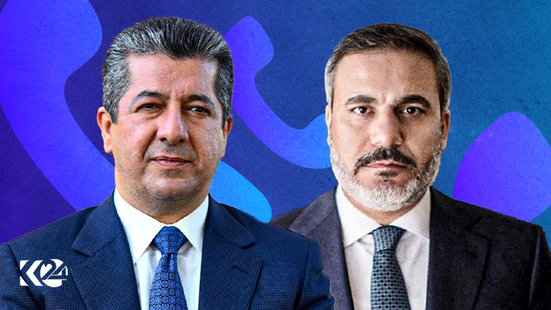 Kurdistan Region Prime Minister Masrour Barzani (left) and new Turkish Foreign Minister Hakan Fidan. (Photo: Designed by Kurdistan 24)