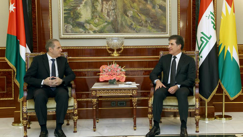 Kurdistan Region President Nechirvan Barzani (right) during his meeting with Jordanian Minister of Health Firas al-Hawari, June 12, 2023. (Photo: Kurdistan Region Presidency)