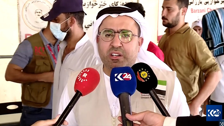The Consul-General of the United Arab Emirates (UAE) to Erbil, Ahmed al-Dhaheri, speaking at the press conference, June 13, 2023. (Photo: Kurdistan 24)