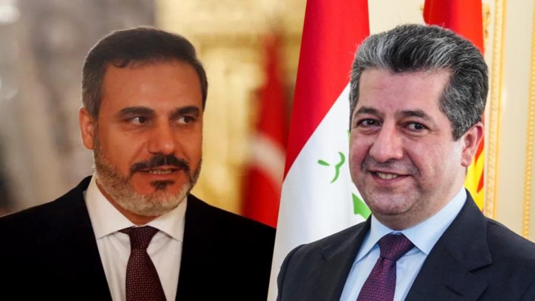 Combined photos of Kurdistan Region Prime Minister Masrour Barzani (right) and Turkey's newly inaugurated Minister of Foreign Affairs Hakan Fidan. (Photo: Designed by Kurdistan 24)