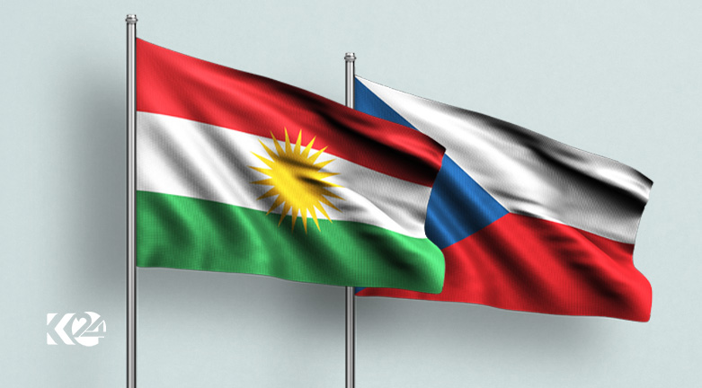Kurdistan flag (left) and Czech Republic flag. (Photo: Designed by Kurdistan 24)