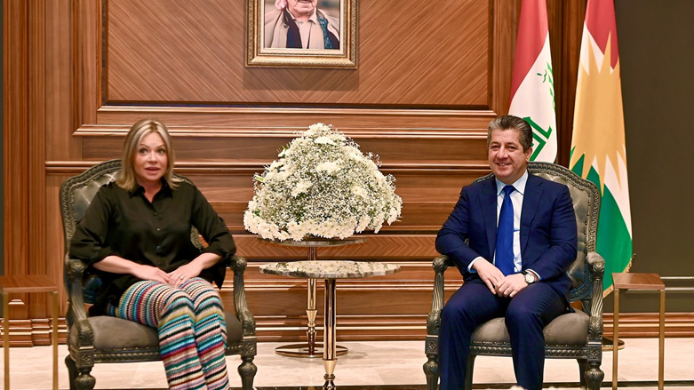 رئيس حكومة إقليم كوردستان مسرور بارزاني والمبعوثة الخاصة للأمين العام للأمم المتحدة في العراق جينين بلاسخارت