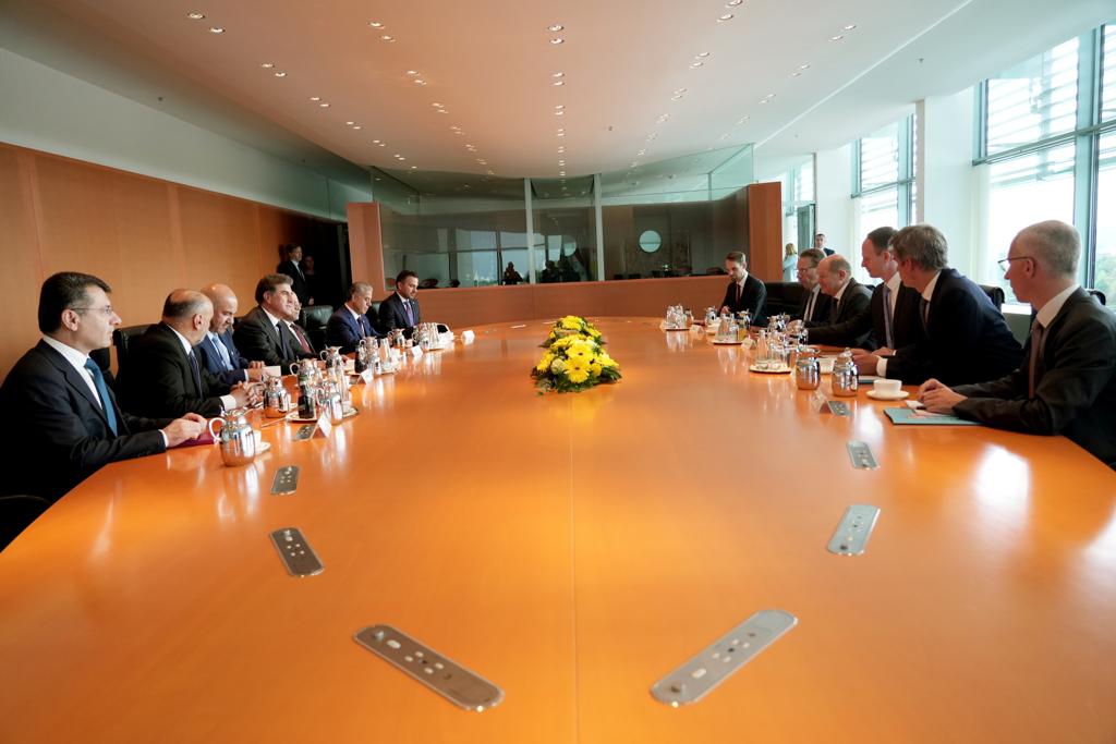  the meetin between Kurdistan Region President Nechirvan Barzani (left) and Olaf Scholz, Chancellor of Germany, in Berlin, June 26, 2023. (Photo: Kurdistan Region Presidency)