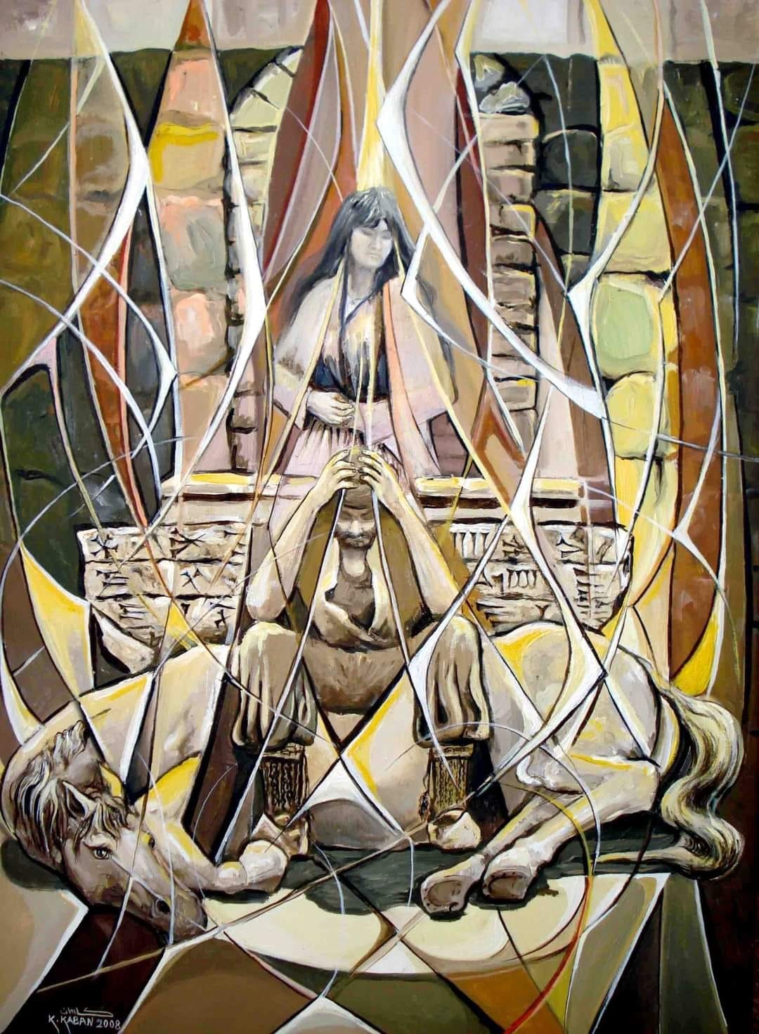 یکی از نقاشی&zwnj;های کاروان قدیر کابان که در نمایشگاه بین&zwnj;المللی تبادل هنر جالا به نمایش گذاشته می&zwnj;شود