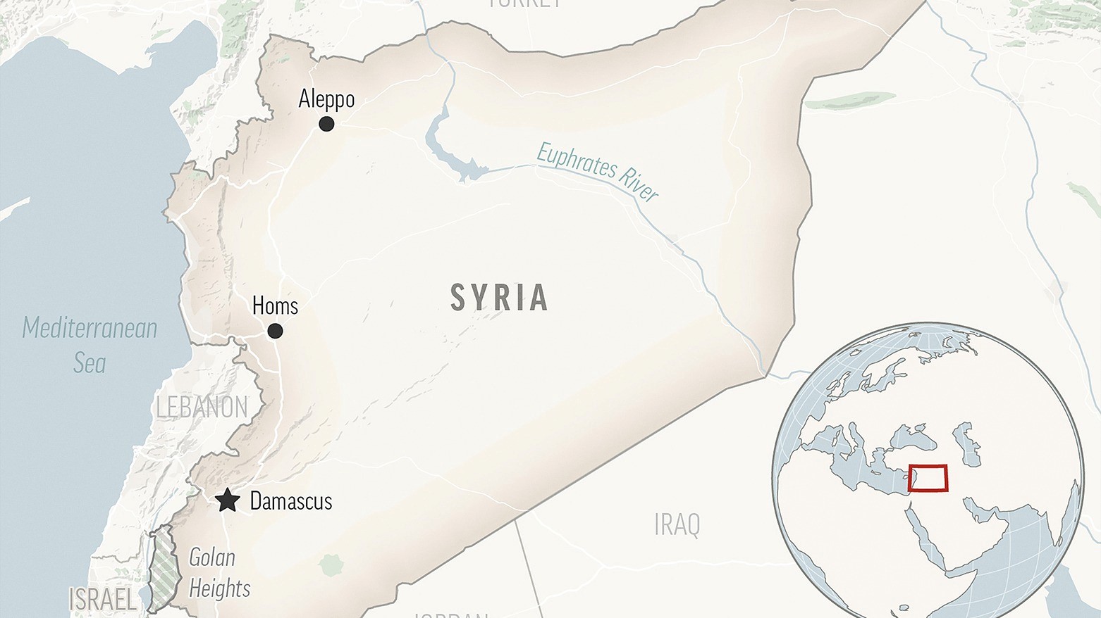 This is a locator map for Syria with its capital, Damascus. (Photo: AP)