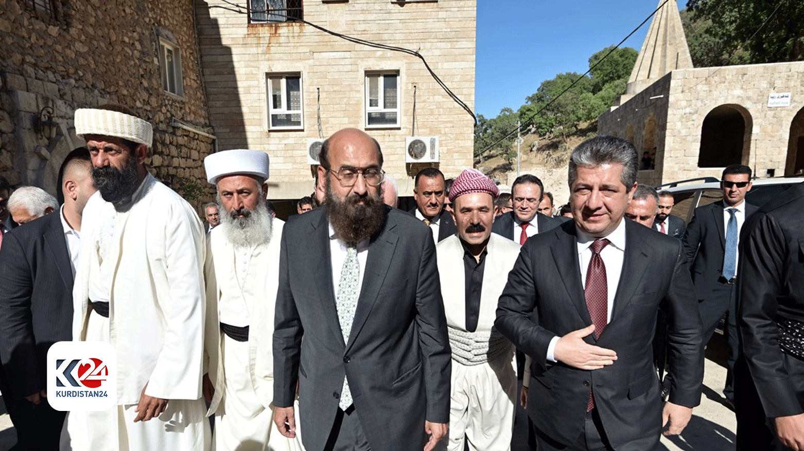 Kurdistan Region Prime Minister Masrour Barzani (right) during his visit to the Lalish temple, June 3, 2024. (Photo: KRG)