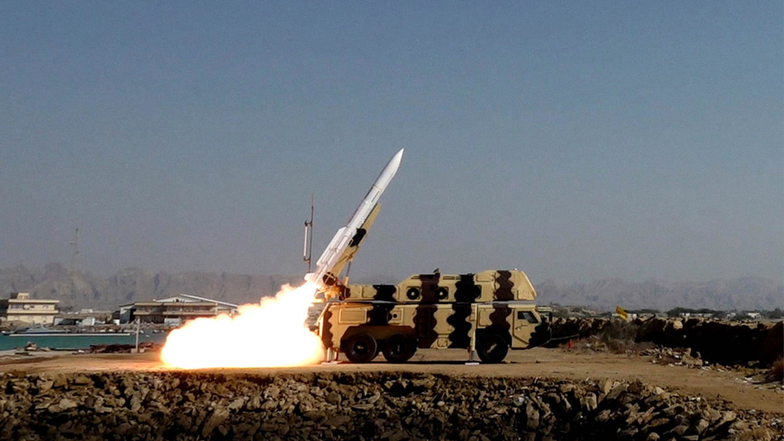 In this picture released by the official website of the Iranian Army on Friday, Jan. 19, 2024, a missile is launched during a military drill in southern Iran. (Iranian Army via AP)